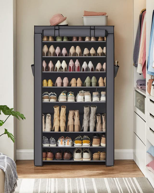 10-Tier Shoe Storage Rack with Dustproof Cover