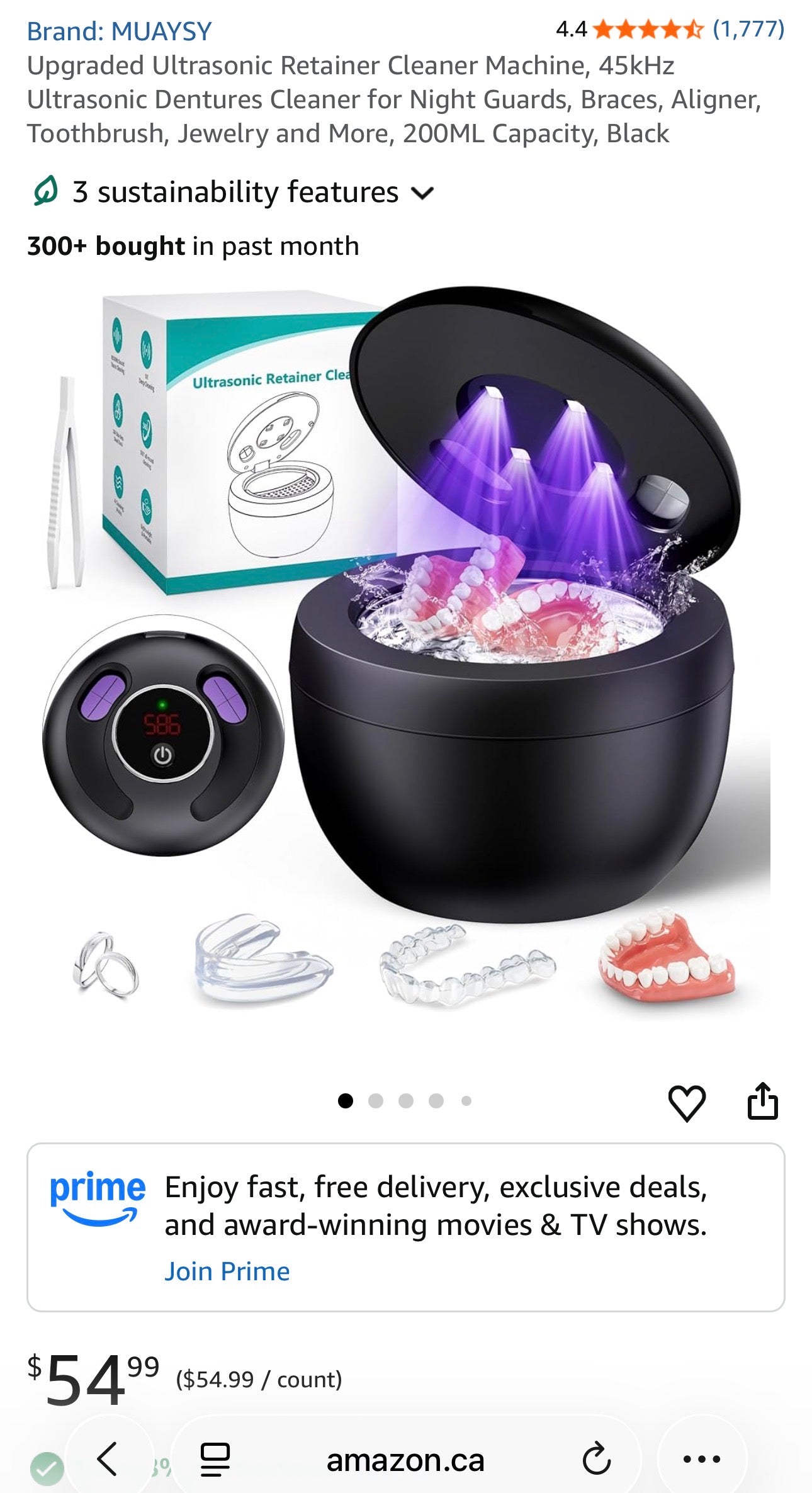 Ultrasonic Retainer Cleaner – 45kHz – 200ml – Black