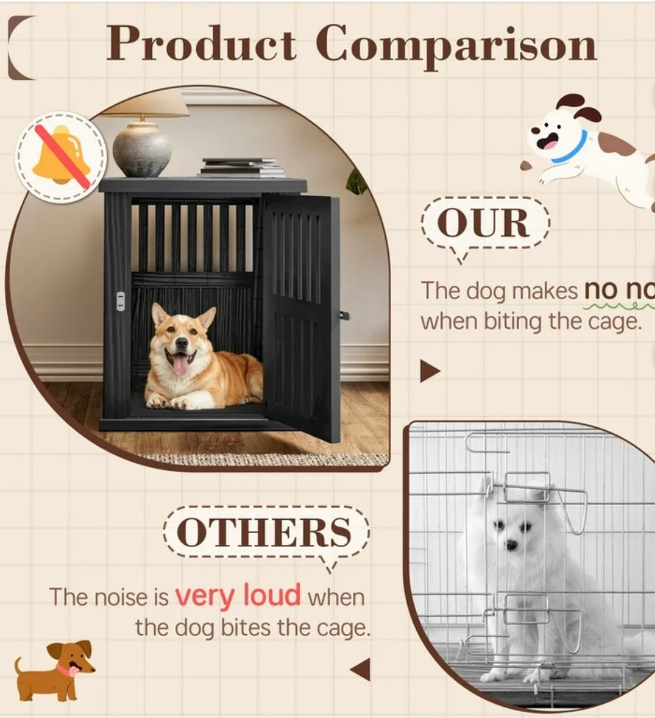 Modern Dog Crate End Table – Decorative Pet Kennel Furniture