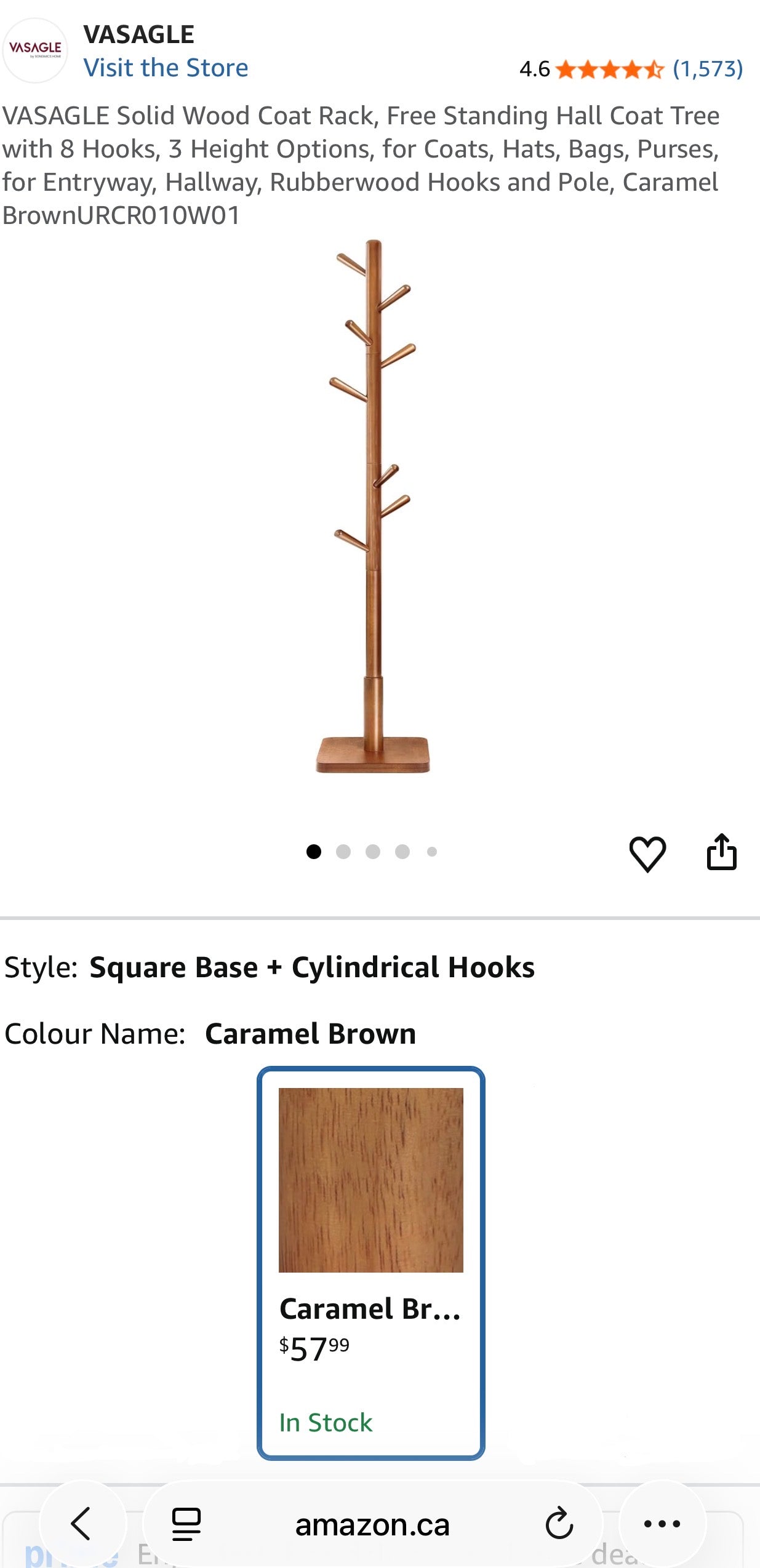 VASAGLE Solid Wood Coat Rack