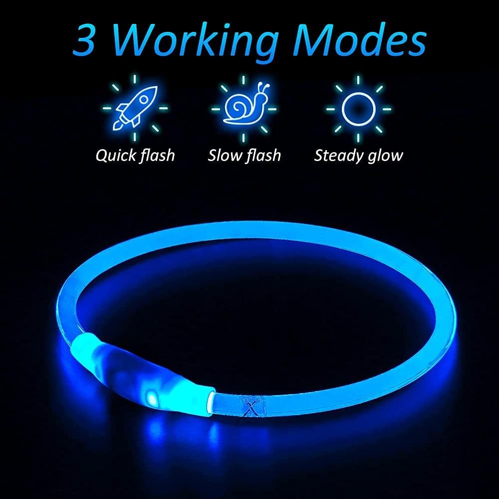 PZRLit USB Rechargeable LED Dog Collar – Blue