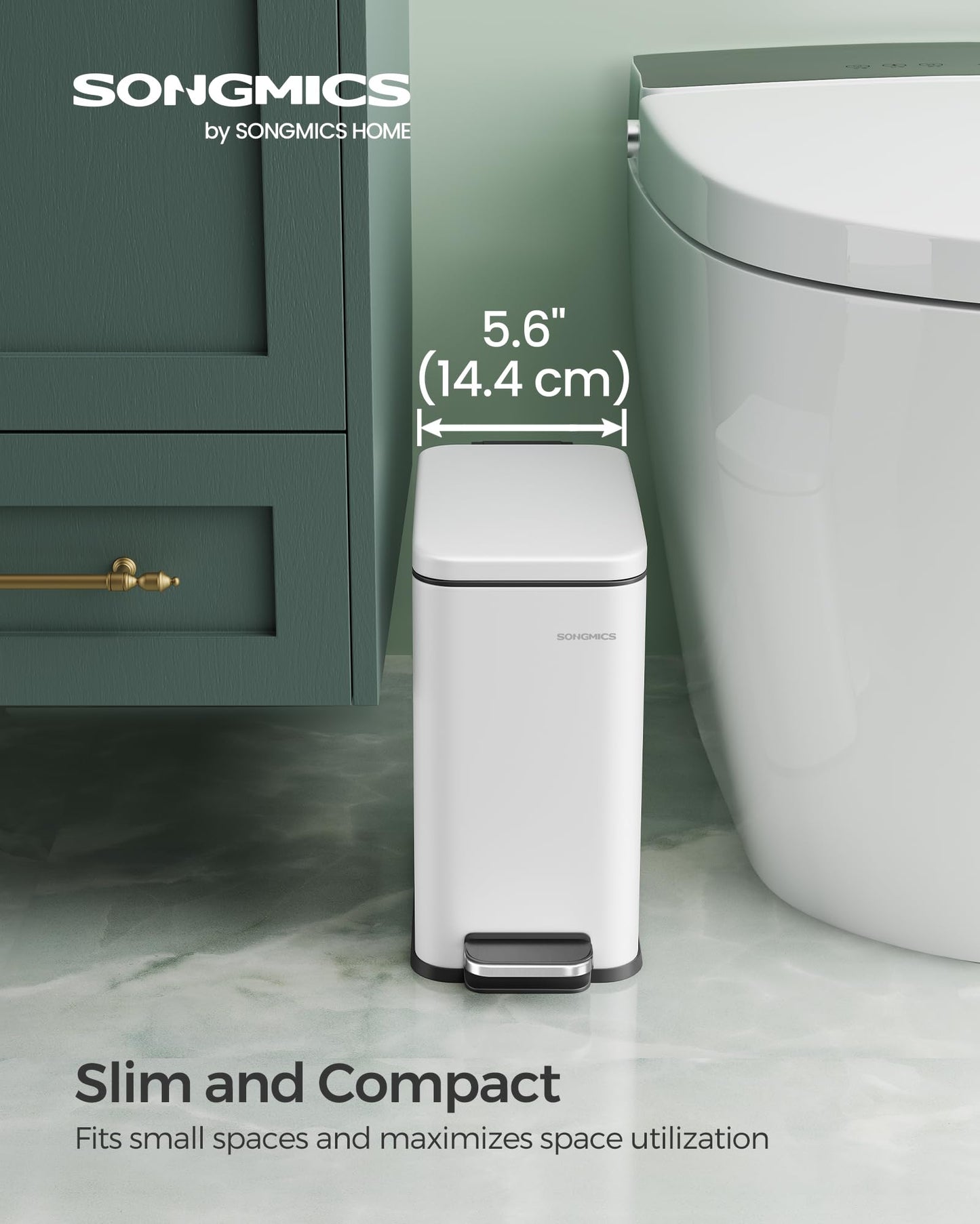 Slim Step-On Bathroom Trash Can