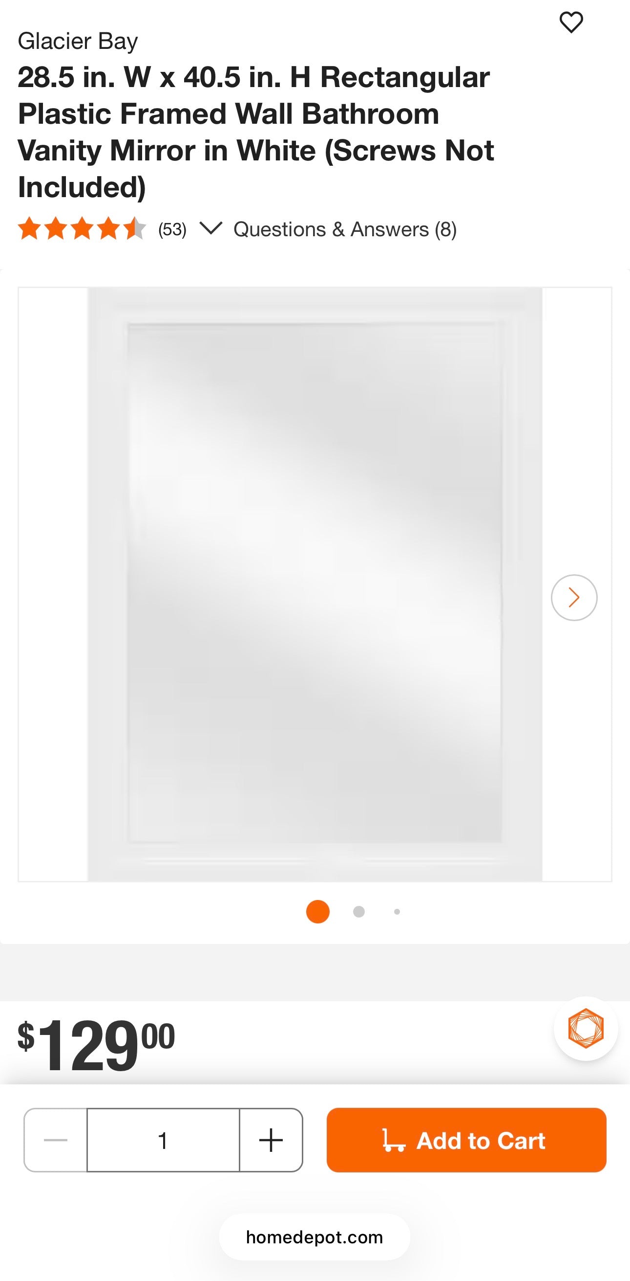 28.5” x 40.5” Black Framed Wall Mirror