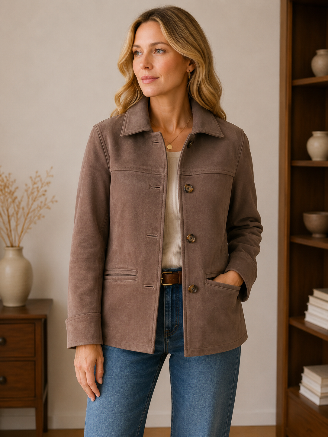 Women’s Tailored Brown Leather Jacket