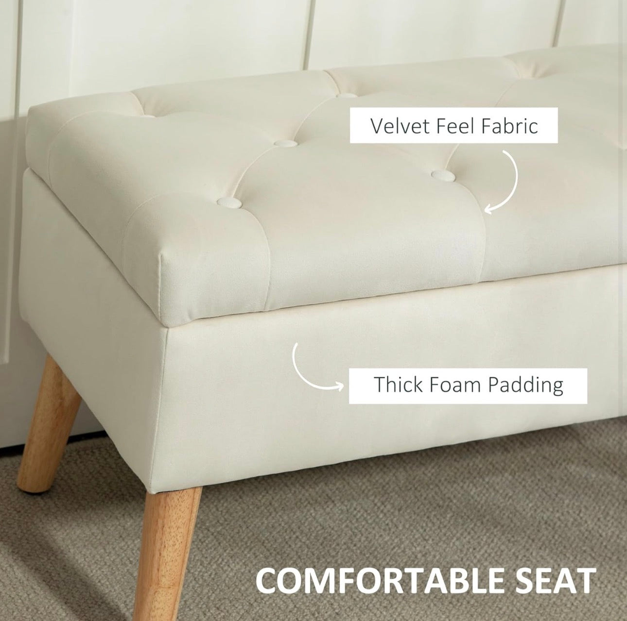 HOMCOM Tufted Storage Ottoman Bench