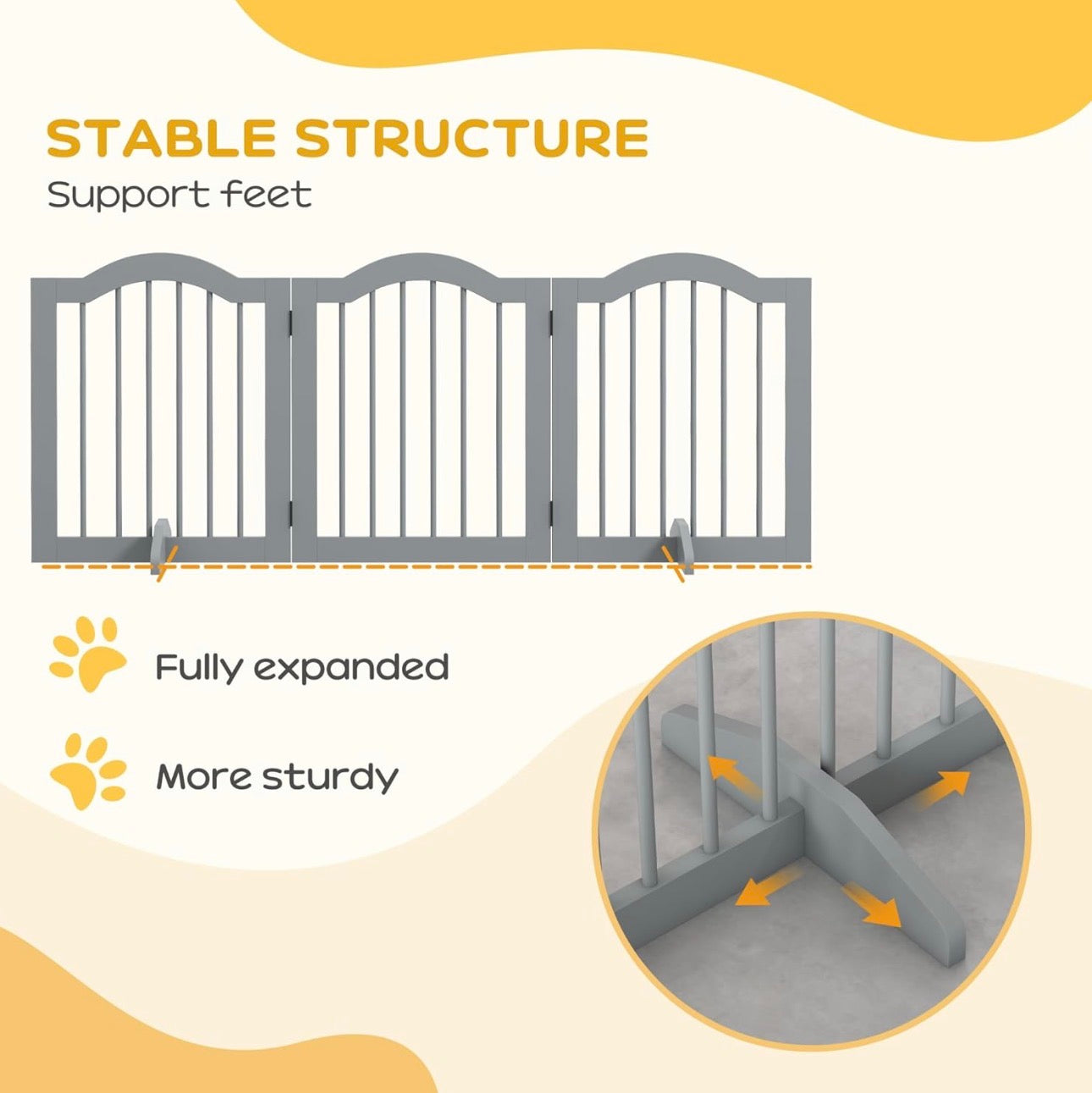 PawHut Freestanding Foldable Wooden Pet Gate
