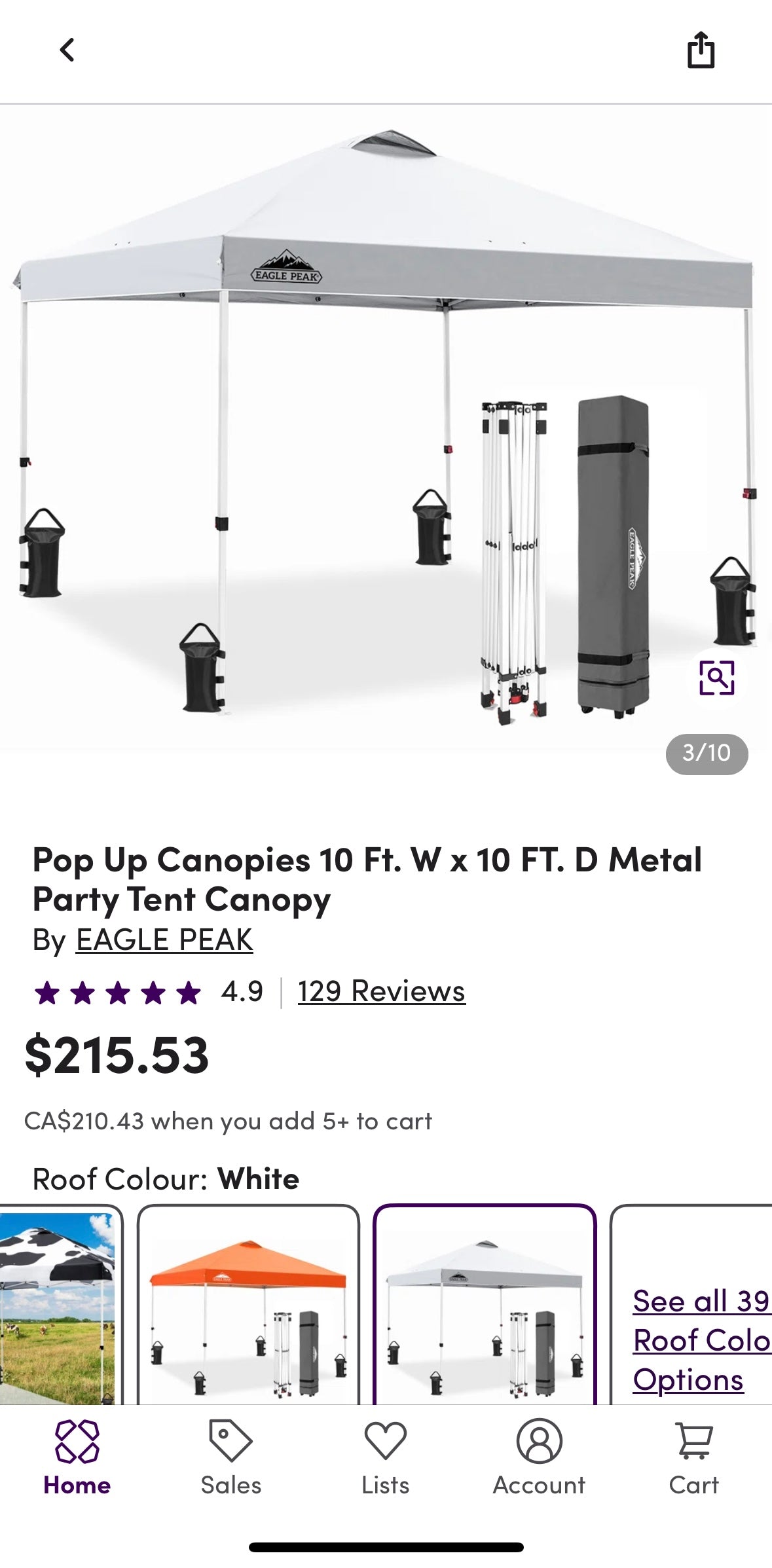 10×10 ft Pop-Up Canopy Tent with Wheeled Carry Bag & Sandbags – Heavy-Duty Steel Frame | UV & Water-Resistant