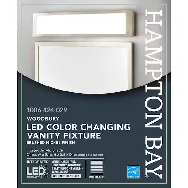 Hampton Bay 24” LED Brushed Nickel Vanity Light