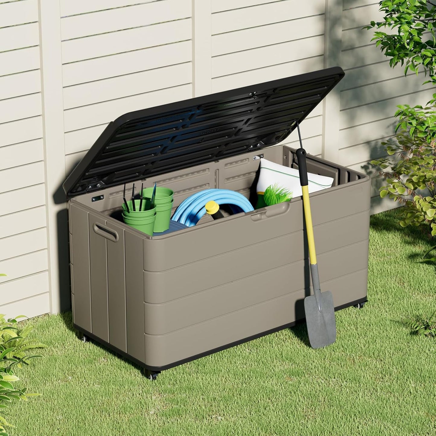 ZZM 100-Gallon Resin Deck Box with Wheels