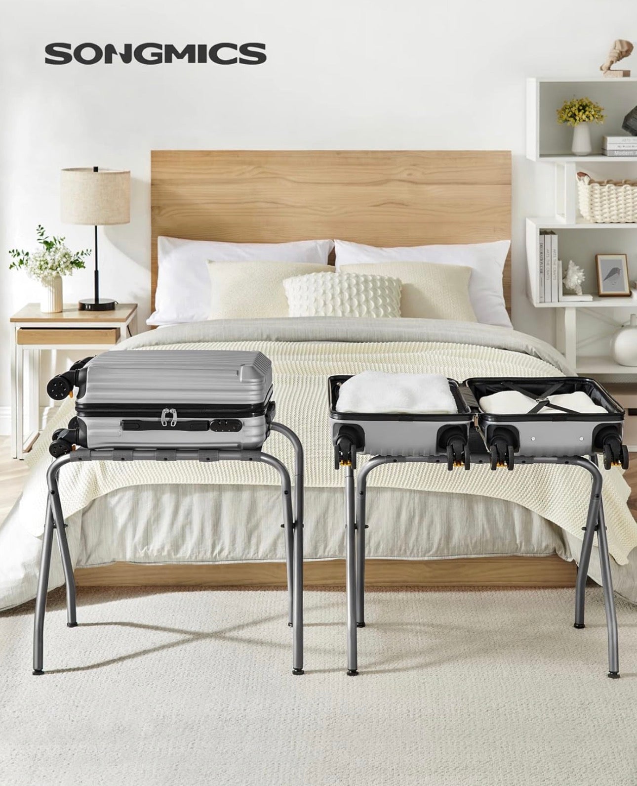 SONGMICS Foldable Steel Luggage Rack