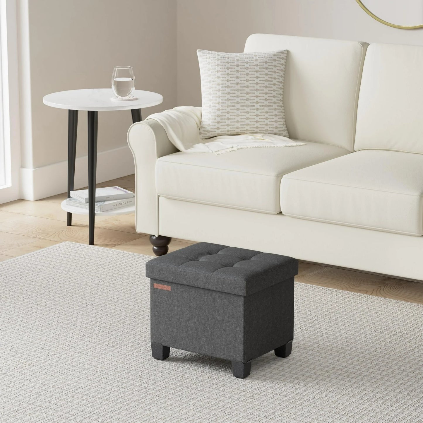 SONGMICS Linen-Look Storage Ottoman