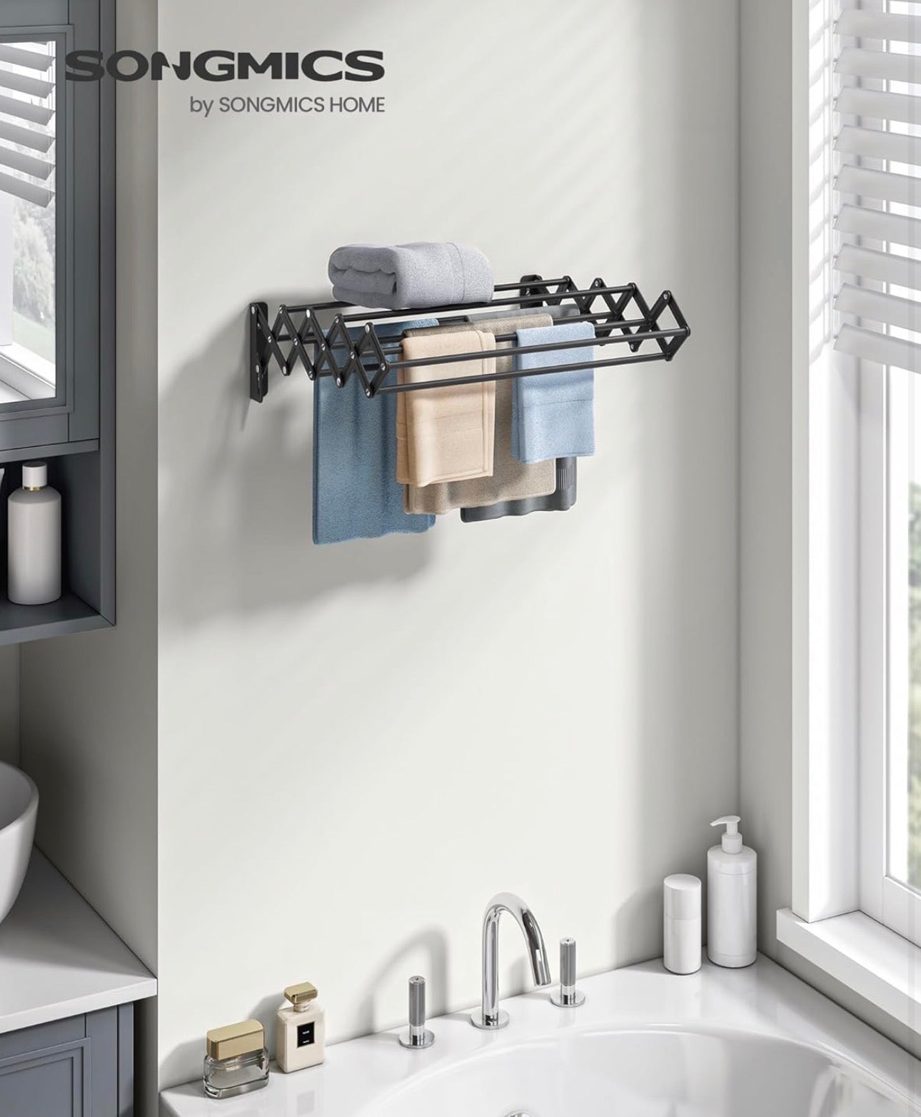 SONGMICS Wall-Mounted Folding Drying Rack