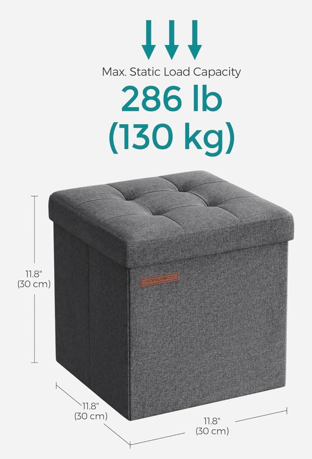 SONGMICS Foldable Storage Ottoman