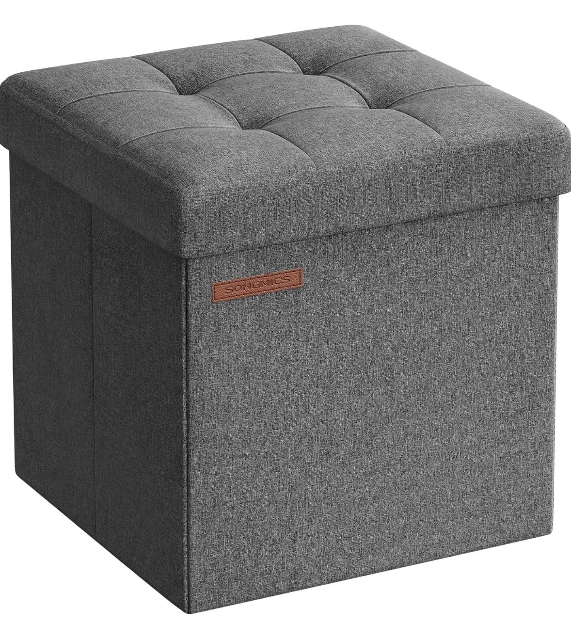 SONGMICS Foldable Storage Ottoman Cube – Dark Gray