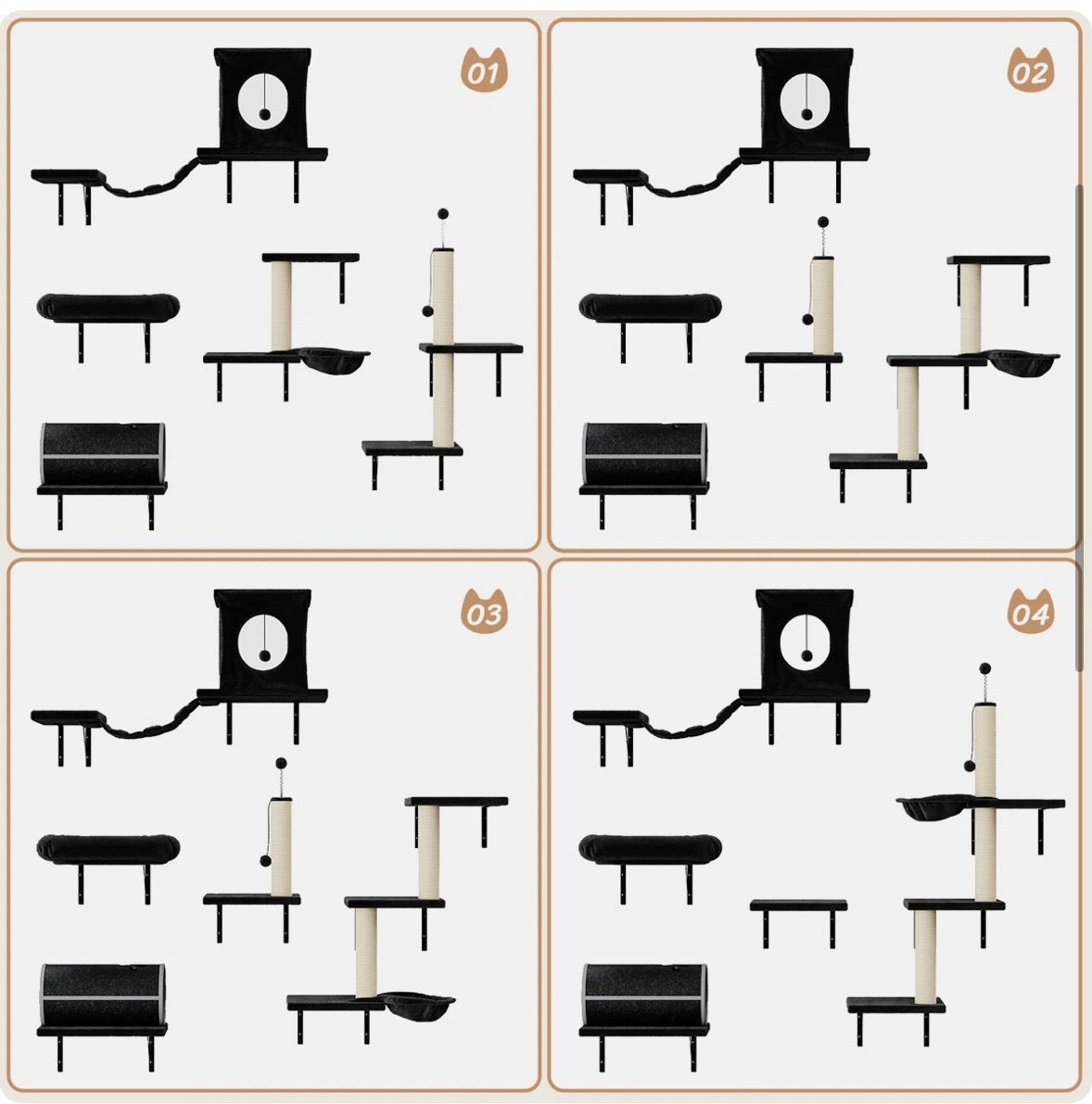 7-Piece Wall-Mounted Cat Furniture Set
