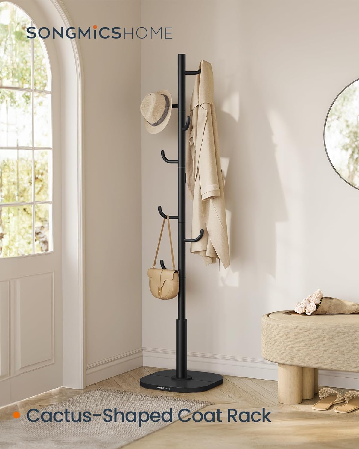 SONGMICS HOME Cactus-Shaped Coat Rack – Ink Black or White