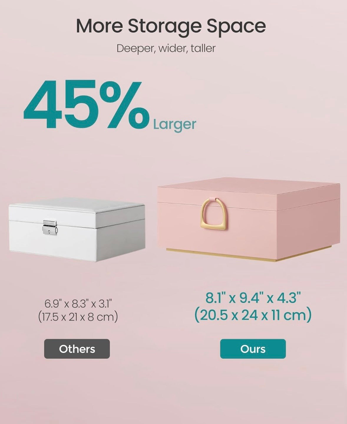 SONGMICS Elegant Jewelry Box – Jelly Pink & Gold