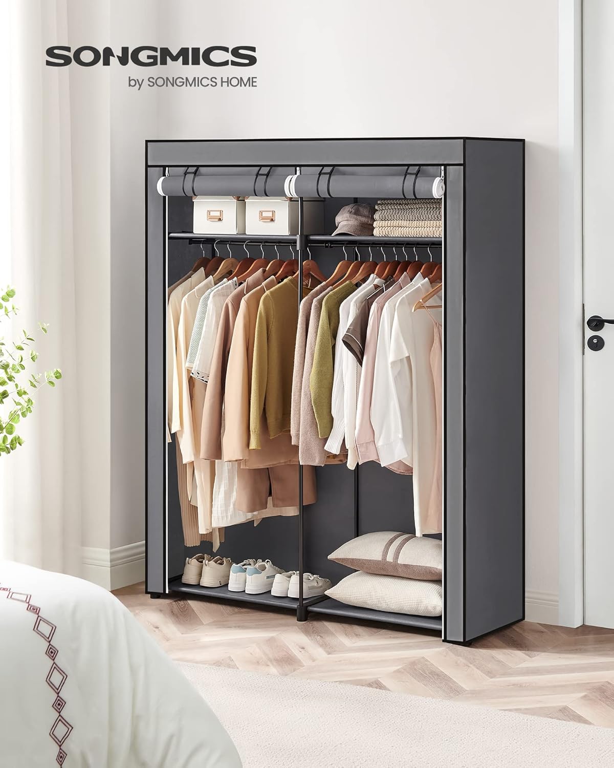 SONGMICS Portable Fabric Wardrobe Closet – Gray