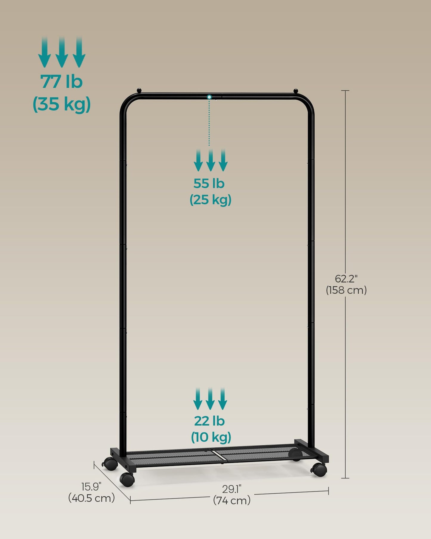 Rolling Garment Rack with Storage Shelf
