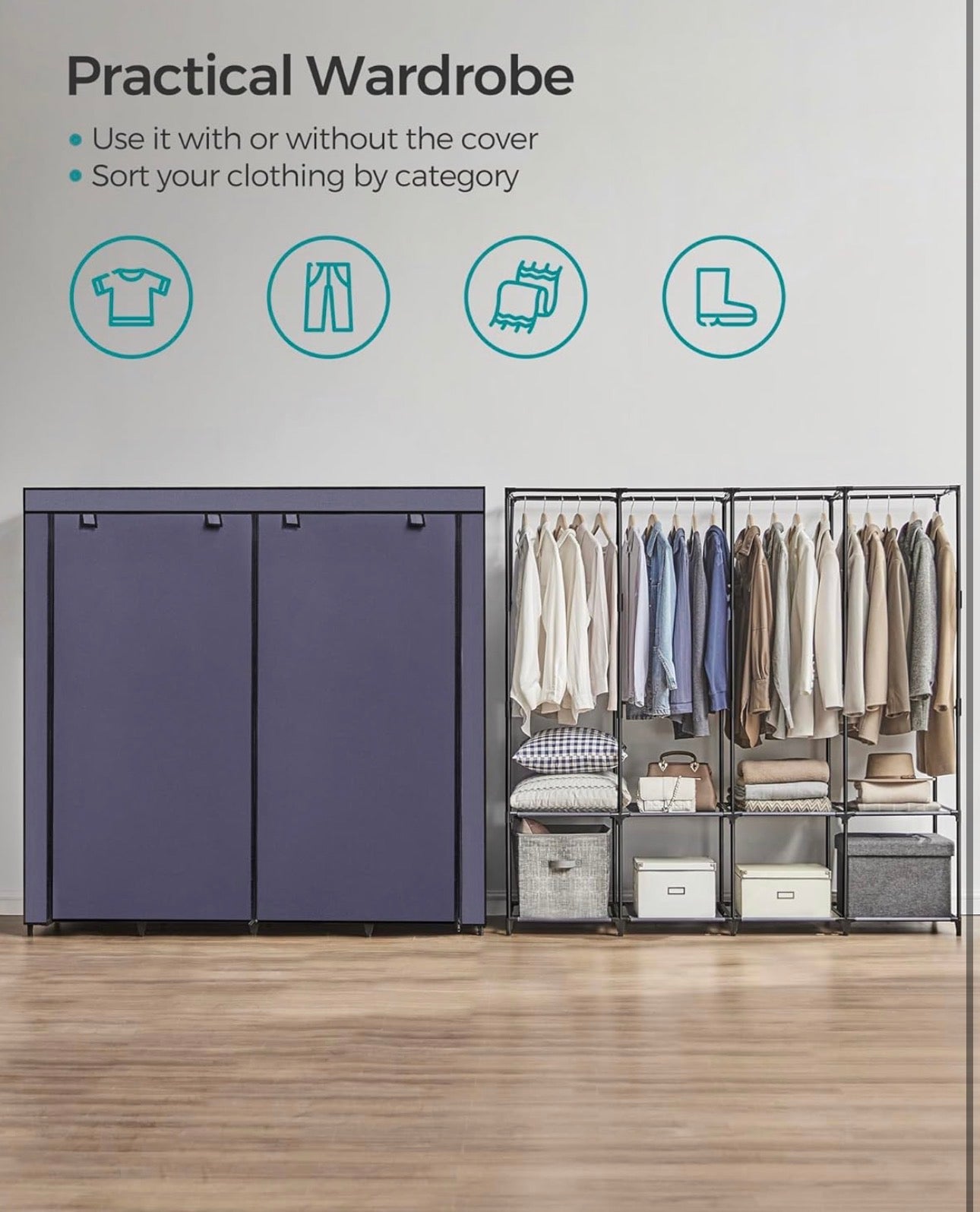 SONGMICS 4-Tier Portable Closet Organizer