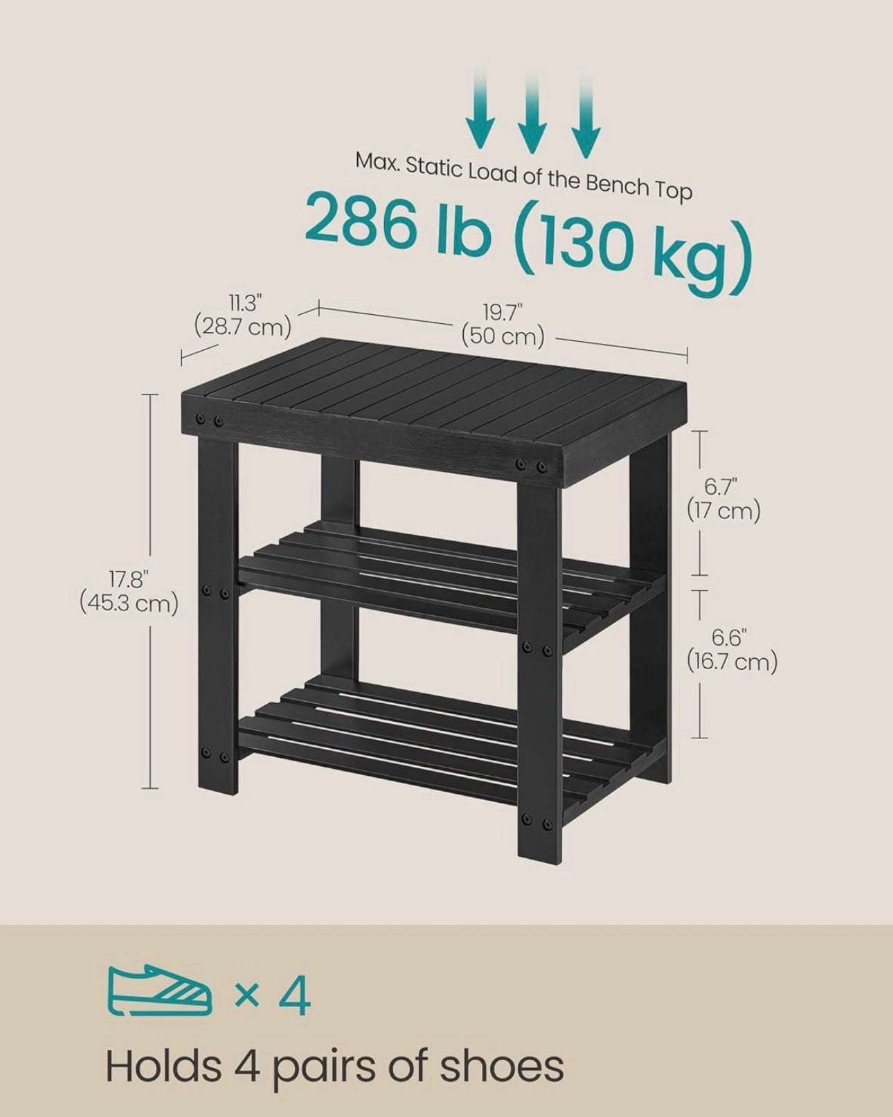 SONGMICS Bamboo Shoe Rack Bench