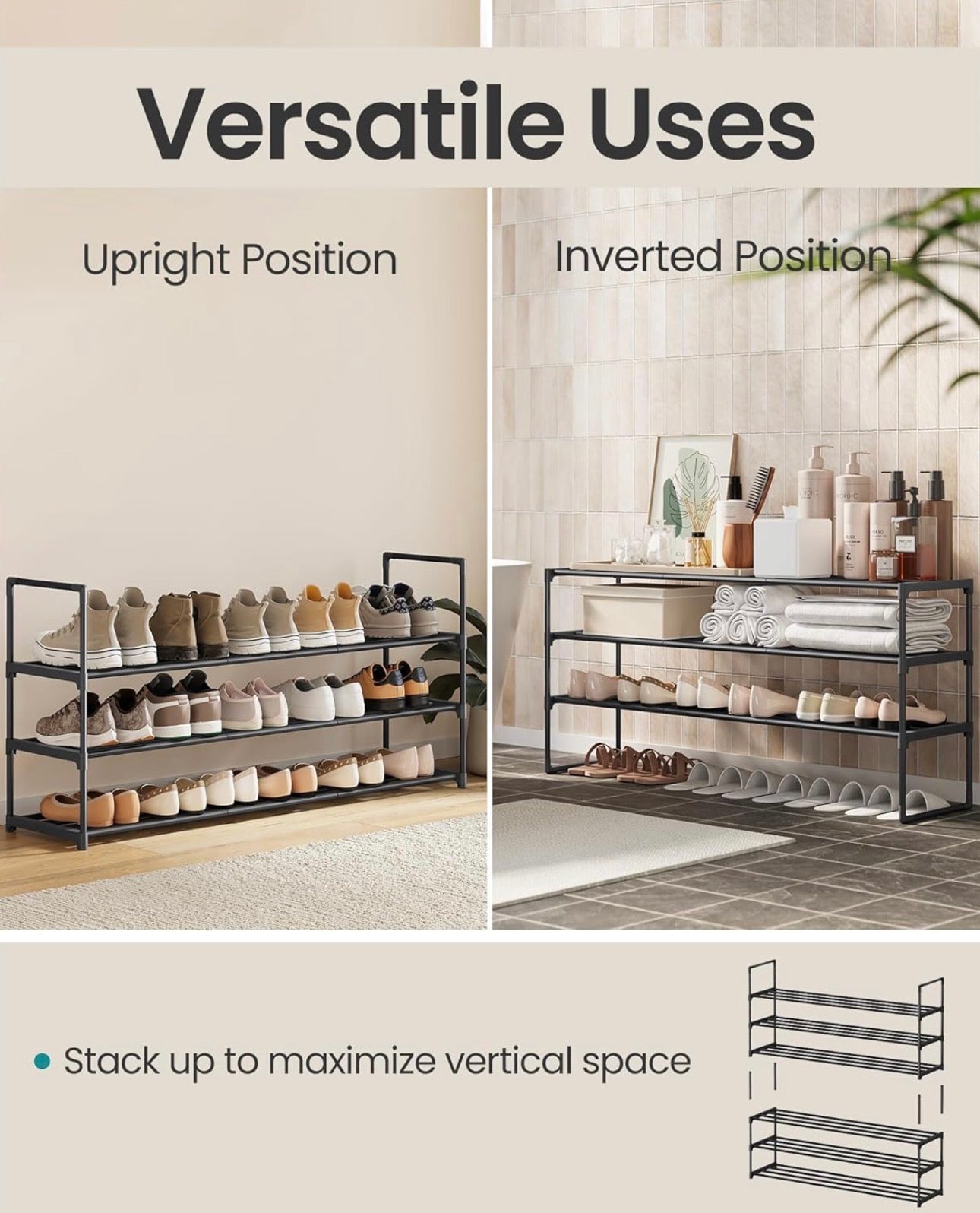 SONGMICS 3-Tier Metal Shoe Rack