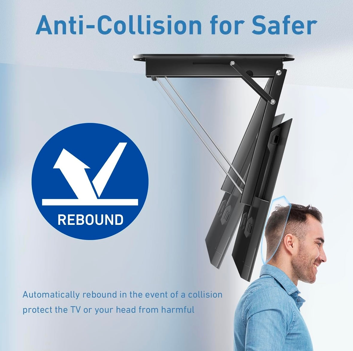 Motorized Ceiling TV Mount – Flip Down Electric Remote Mount (32”–71”)