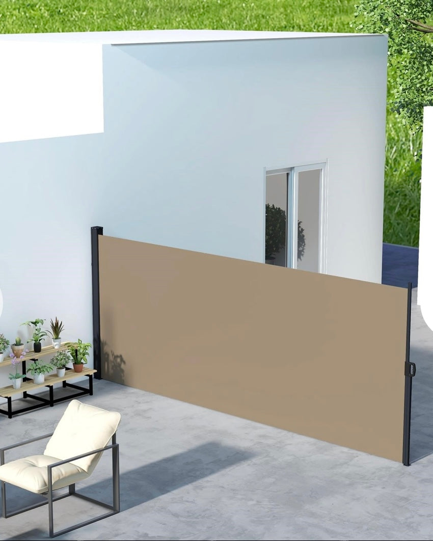 Outsunny Retractable Side Awning — UV30+ Privacy Screen & Wind Barrier (Beige Model)