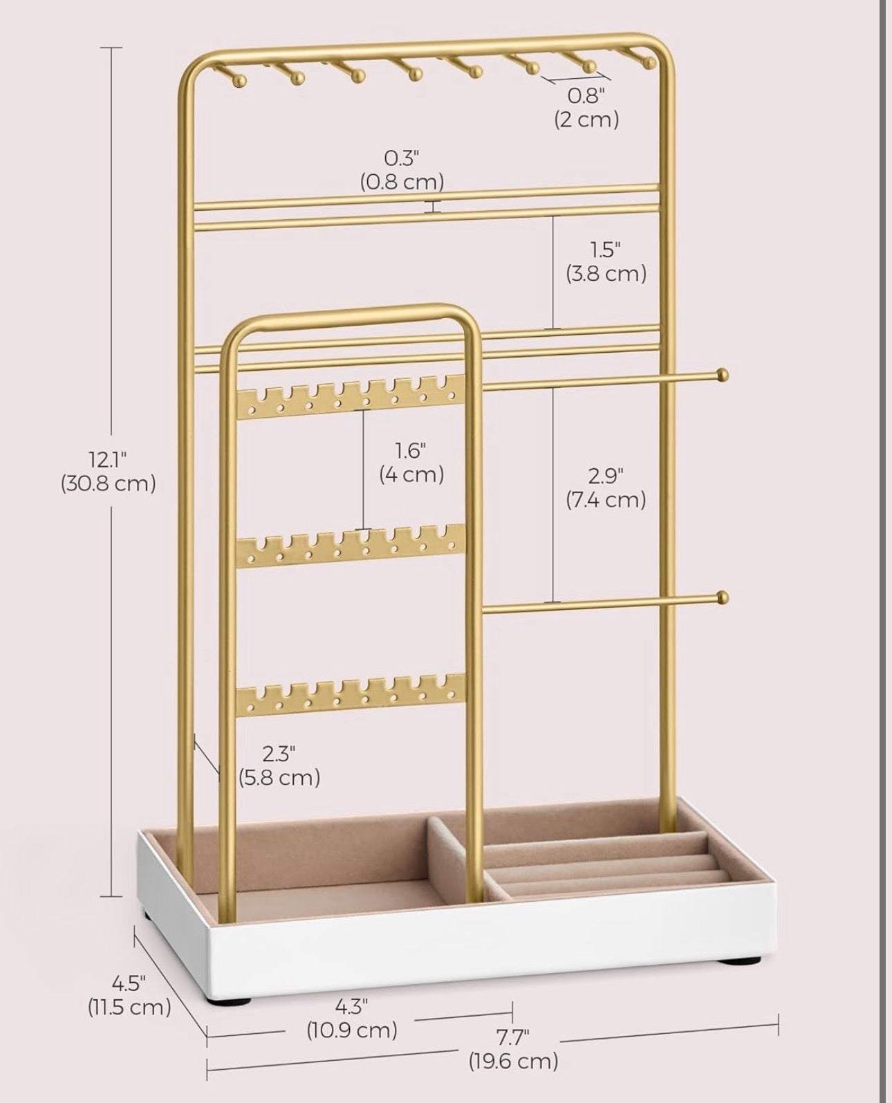 SONGMICS Gold Metal Jewelry Stand