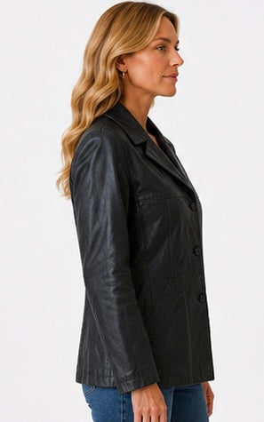 Women’s Classic Black Leather Jacket – Sizes S & XXL