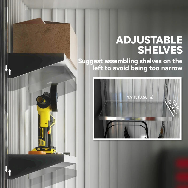 Outsunny Outdoor Storage Shed – Steel Lean-To Shed with Adjustable Shelf