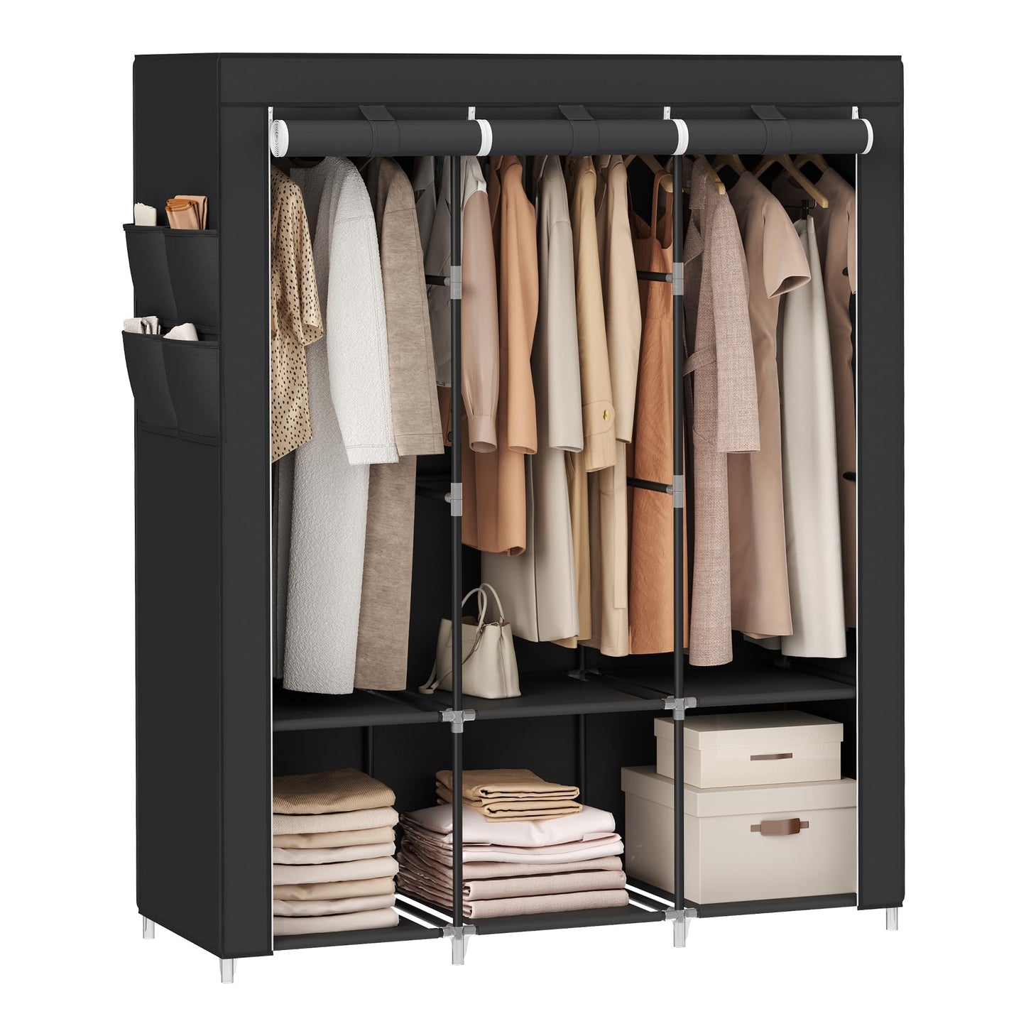 SONGMICS 3-Tier Portable Wardrobe Closet – Ink Black