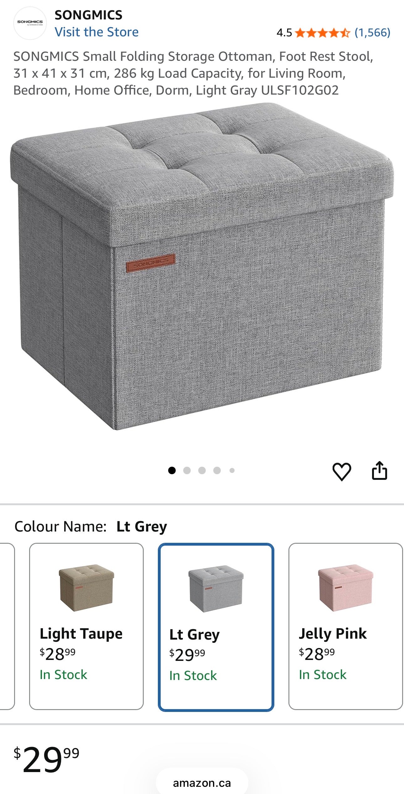 SONGMICS MAZIE Folding Storage Ottoman