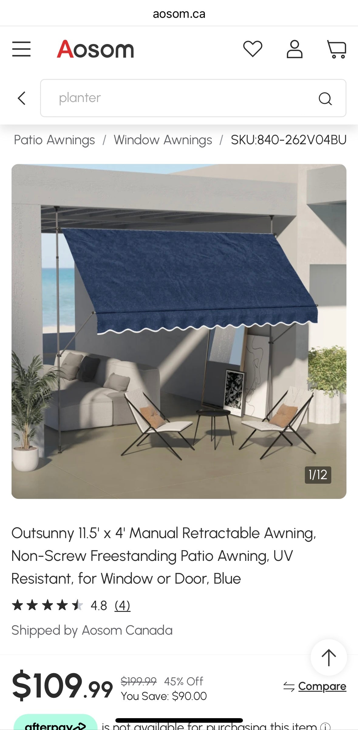 Outsunny Freestanding Retractable Awning – Adjustable Height | 0–90° Tilt | UV30+ Sun Protection | Steel & Aluminum Frame