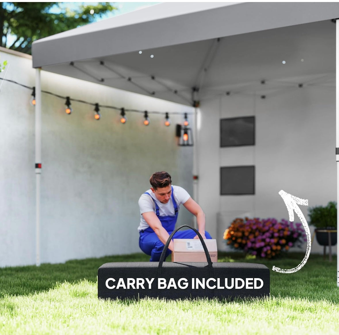 Outsunny 10×10 ft Pop-Up Gazebo Tent — Adjustable Height, UV-Resistant Canopy with Storage Sidewall (Light Grey)