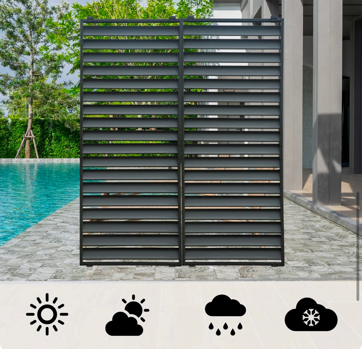 Outdoor Pergola Shade Screen – Rust-Resistant Aluminum Privacy Panel