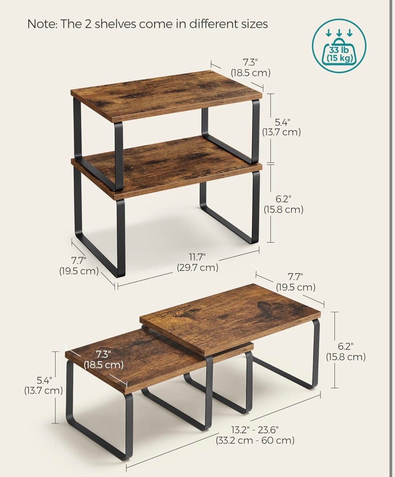 SONGMICS 2- Piece or 4-Piece Expandable Countertop Organizer