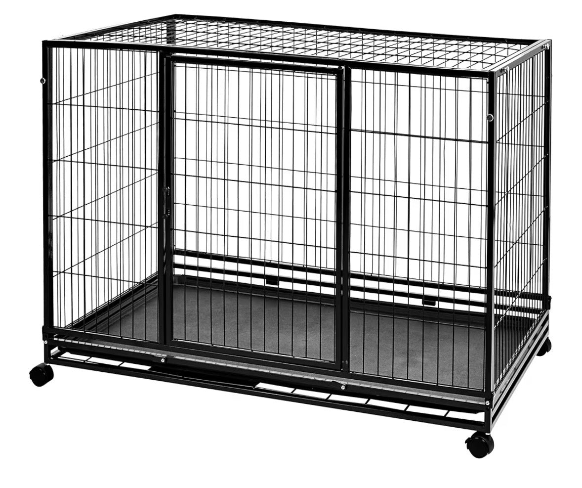 Heavy-Duty 48” Rolling Dog Crate