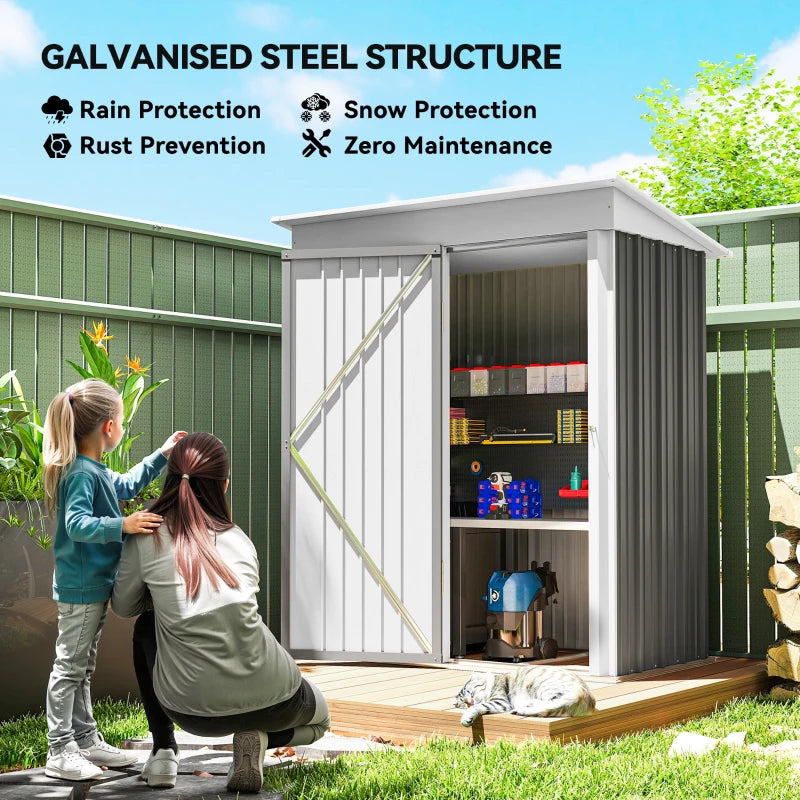 Outsunny Outdoor Storage Shed – Steel Lean-To Shed with Adjustable Shelf