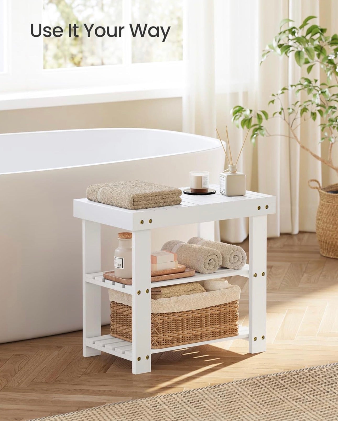 SONGMICS Bamboo Shoe Rack Bench