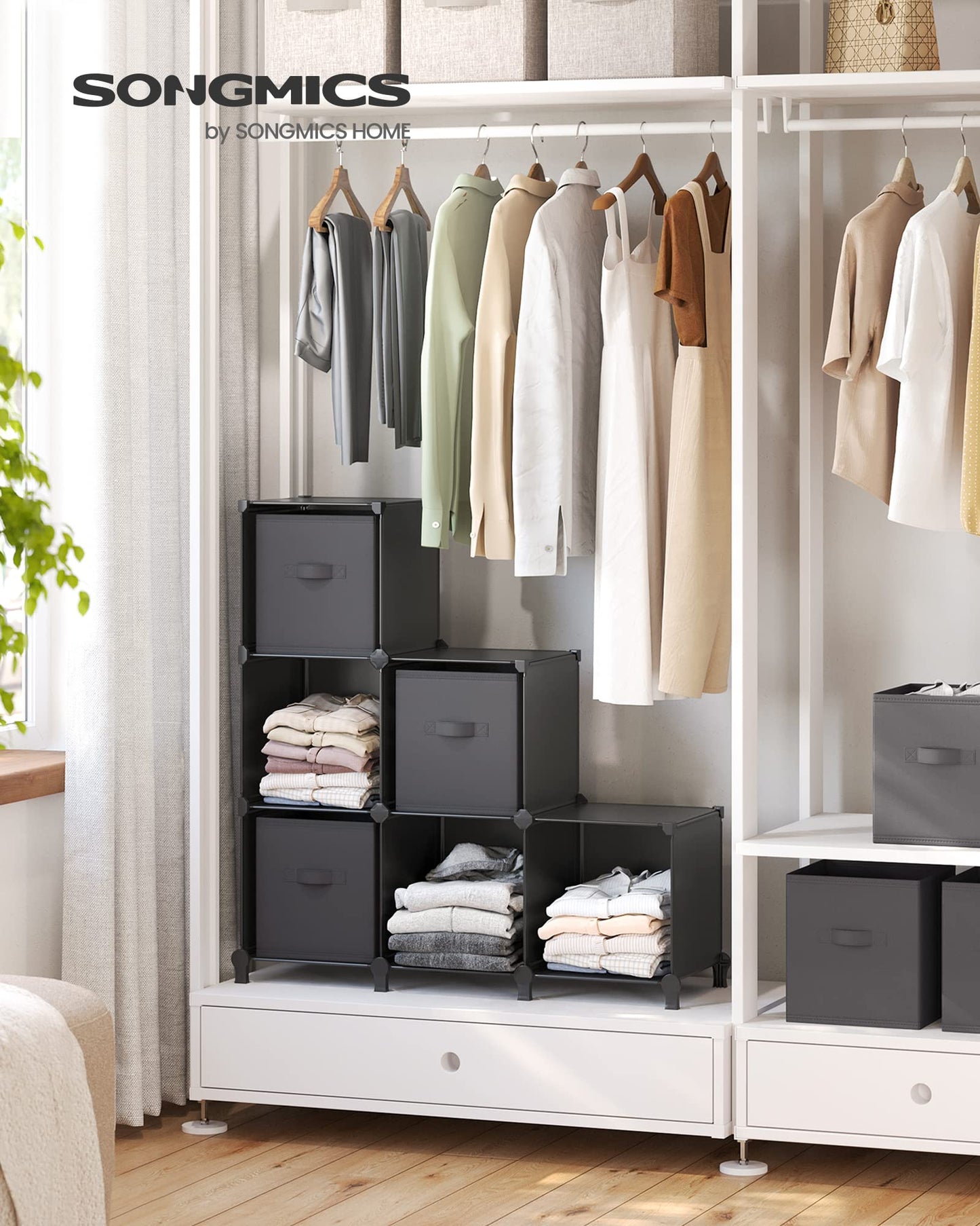 6-Cube Modular Storage Organizer with Fabric Bins