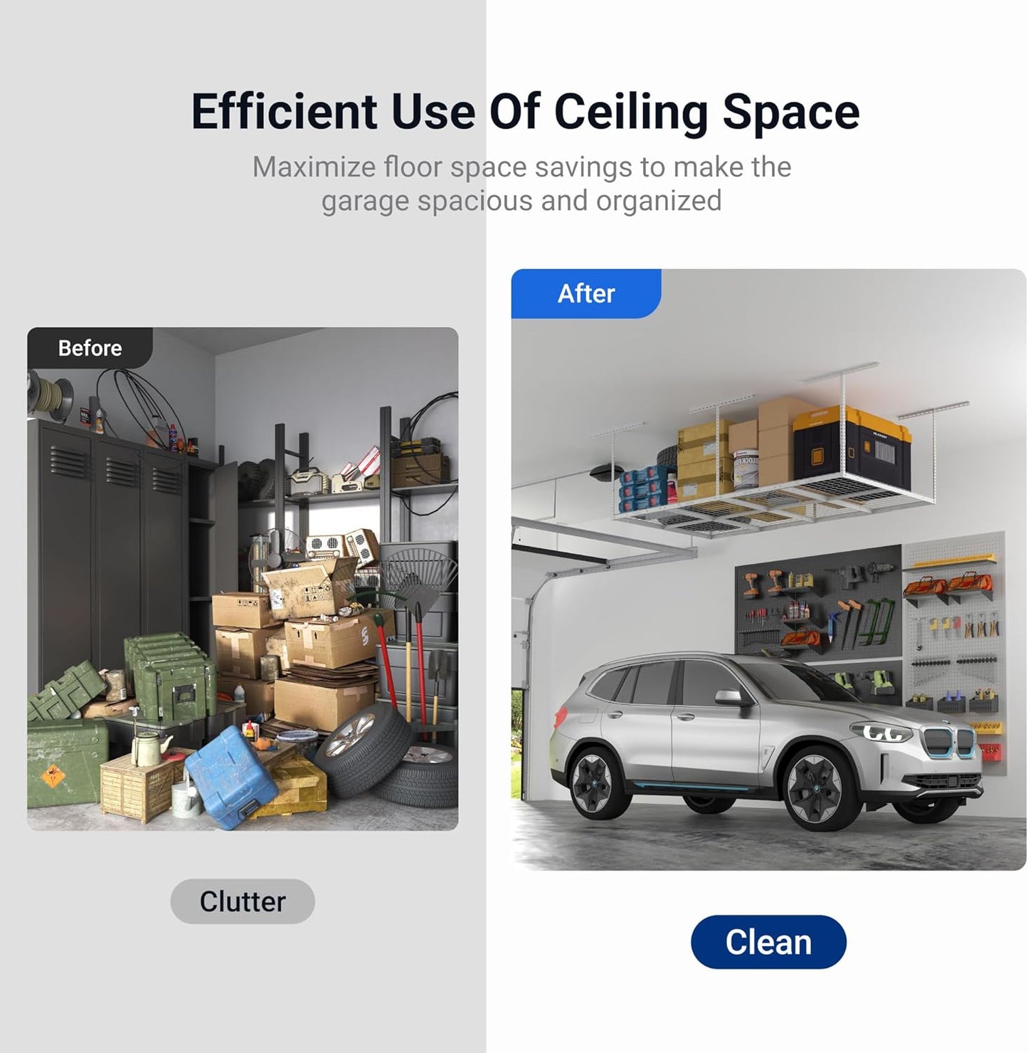 Heavy-Duty Garage Overhead Storage Rack – 4’ x 8’