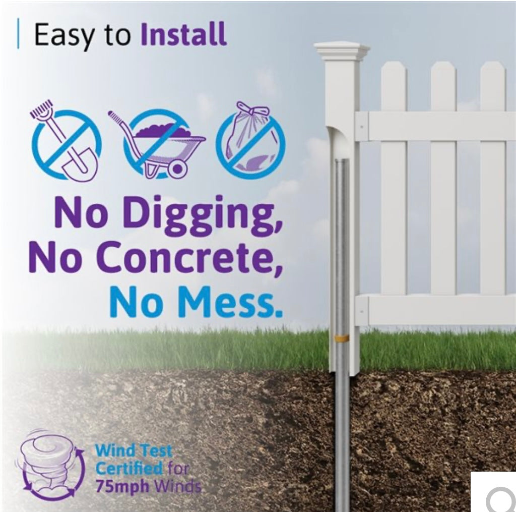 Newport No-Dig Vinyl Picket Gate — 42” Weather-Resistant White Fence Gate