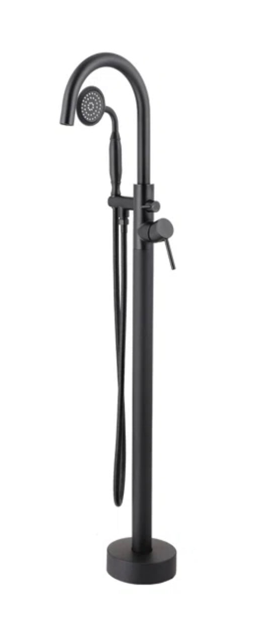 SOUUEUM Floor Tub Filler with Hand Shower – Matte Black (Brand New, Open Box)