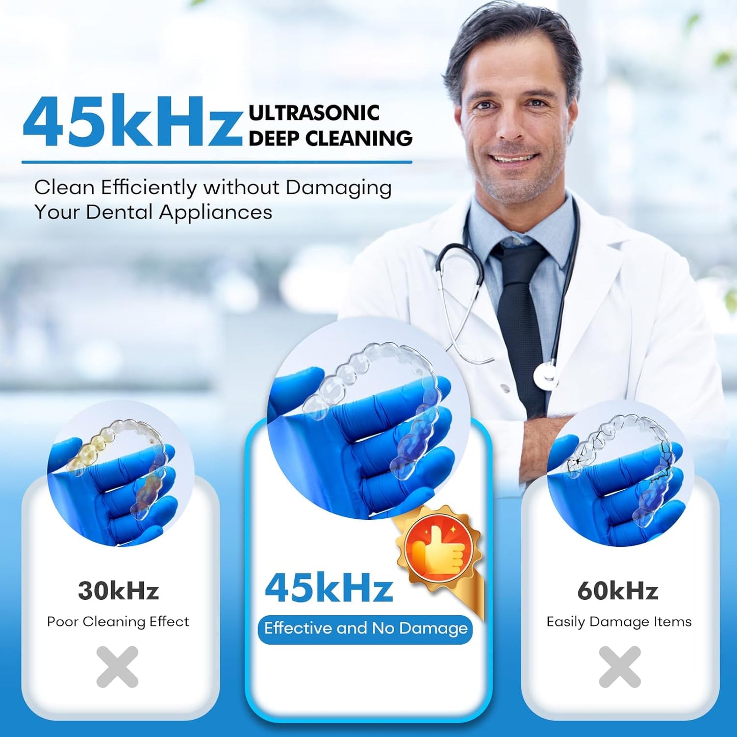Ultrasonic Retainer Cleaner – 45kHz – 200ml – Black
