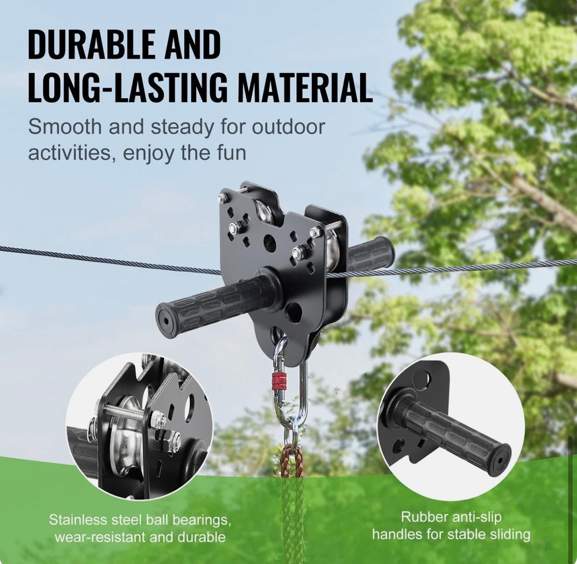 Heavy-Duty Backyard Zip Line Kit