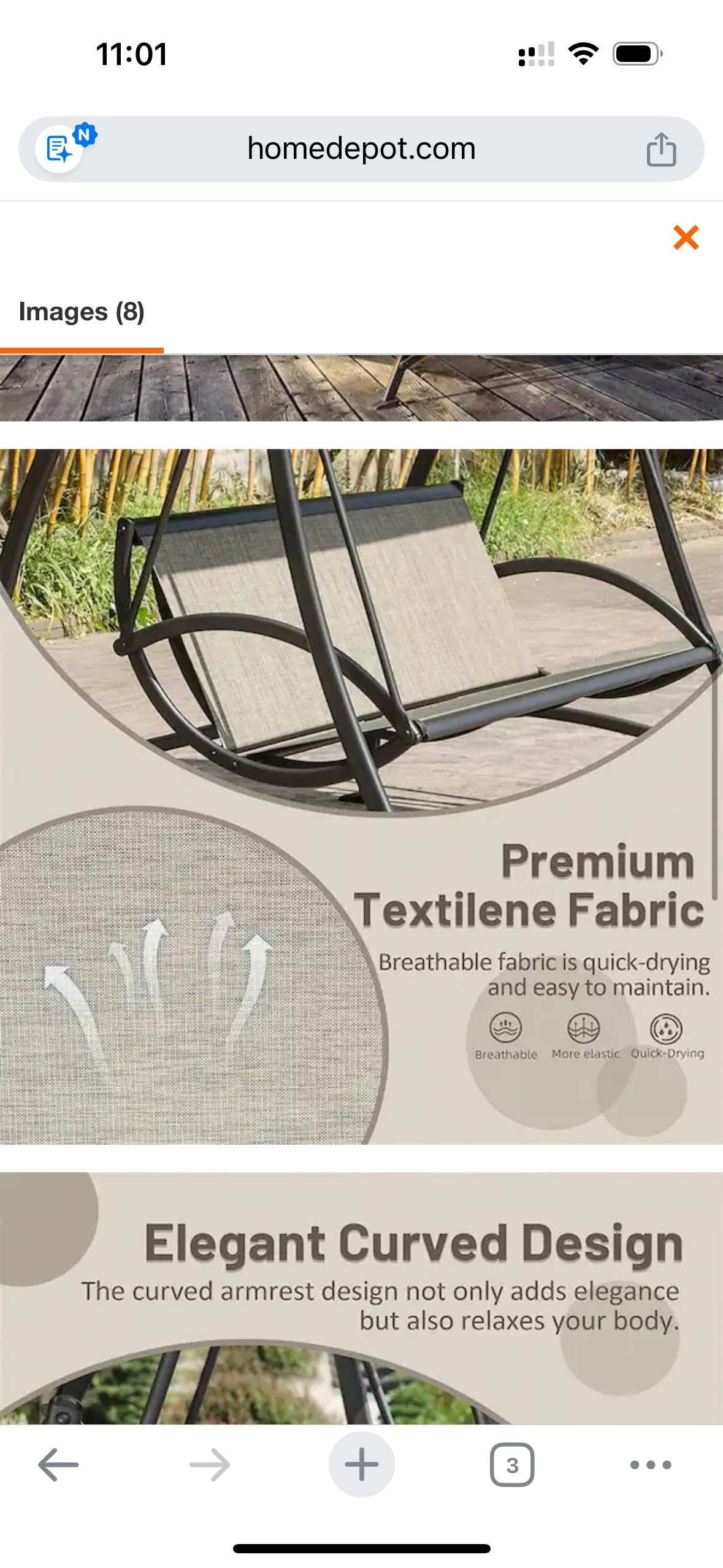 Heavy-Duty Outdoor Patio Porch Swing w/ Adjustable Canopy