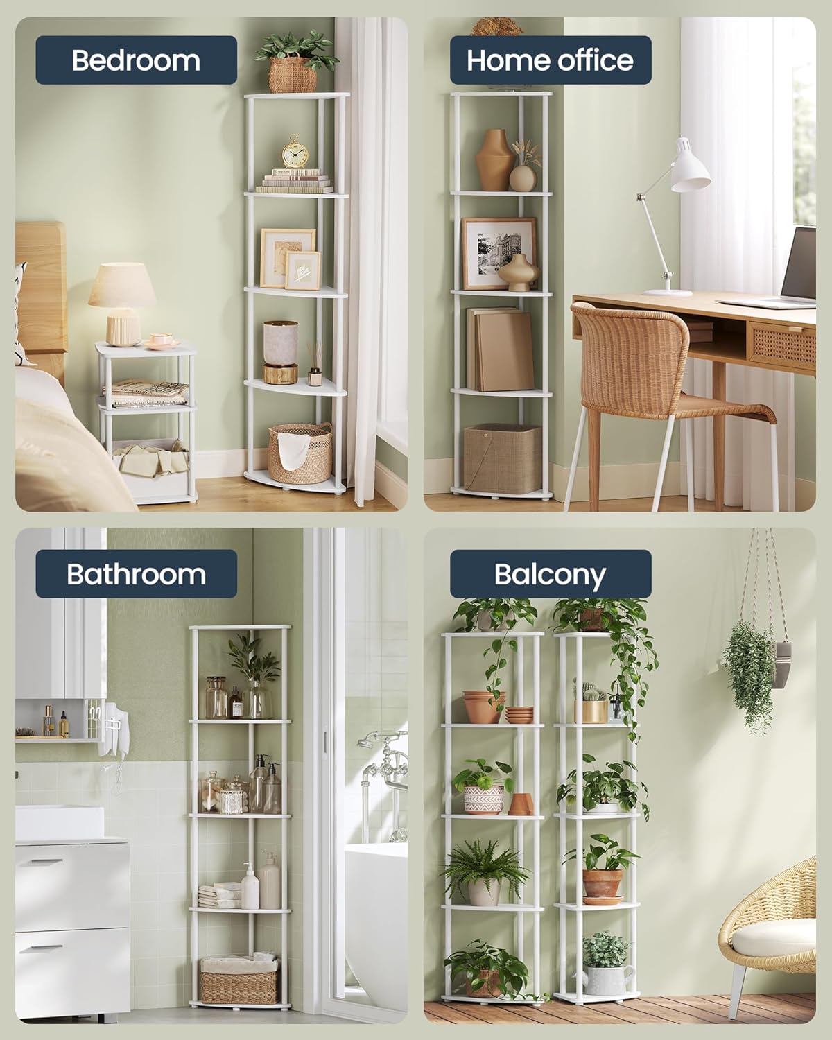 5-Tier Corner Shelf – Snow White