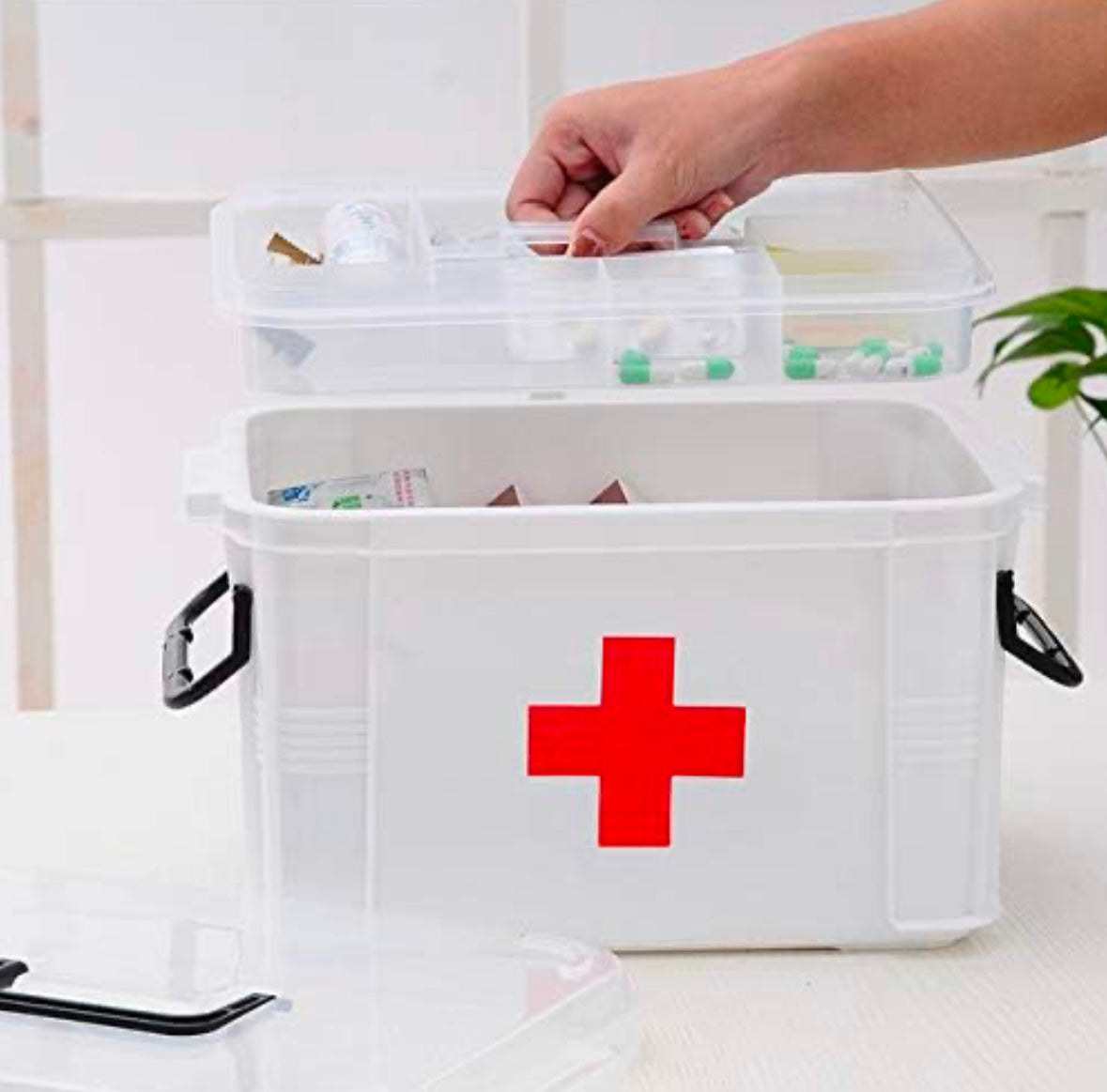 Portable Double-Layer Medicine Storage Box