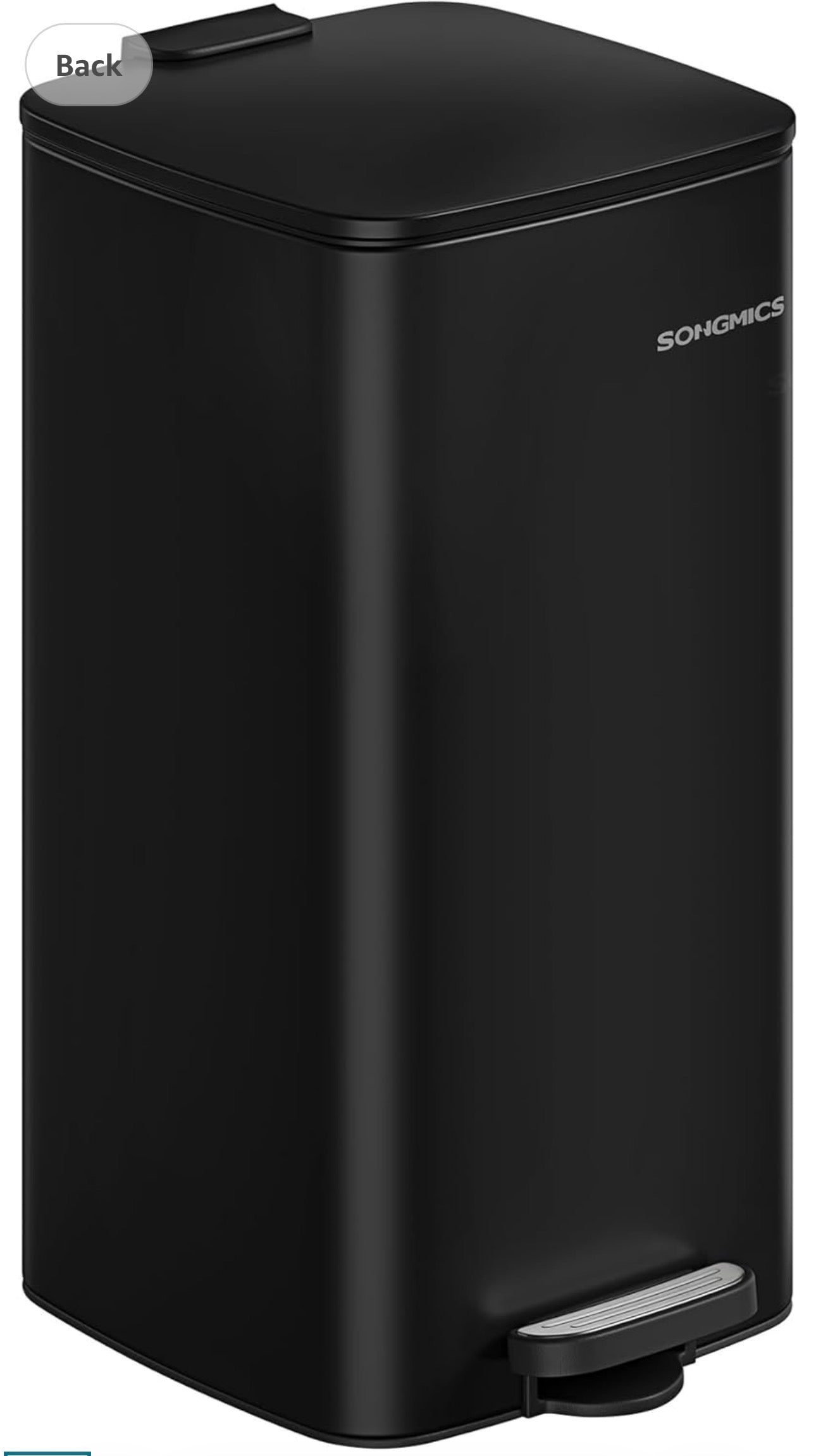 SONGMICS 8-Gallon Stainless Steel Step-On Trash Can